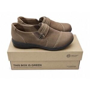 Clarks Carleigh Pearl Shoes NWT | Taupe Nubuck | Comfort Slip-On | Size 9.5M